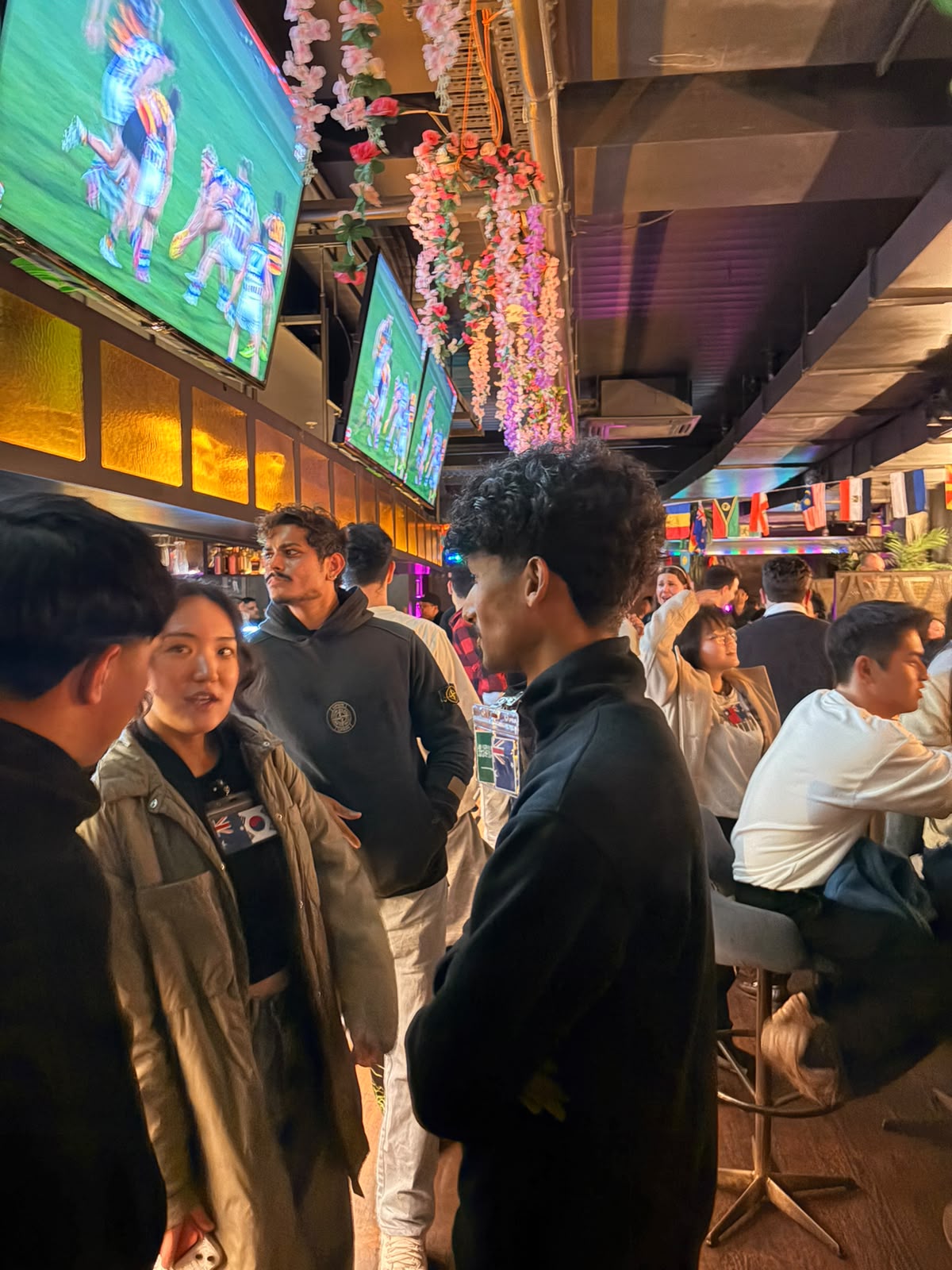Friends meeting at a social event